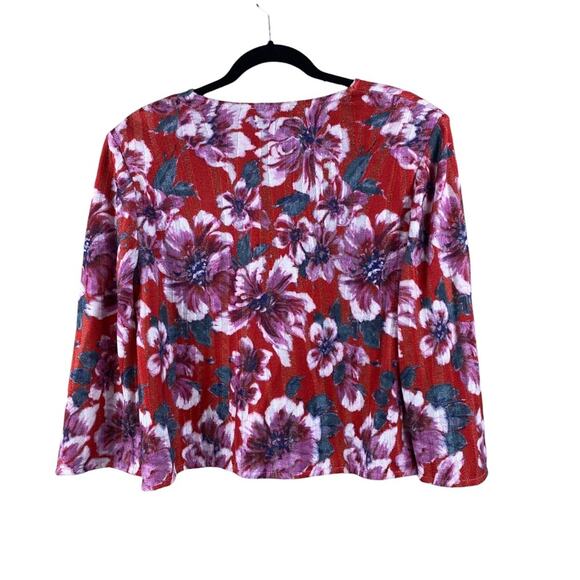 St. John Womens Floral One Button Cardigan Sweater Size 14 - Picture 3 of 9